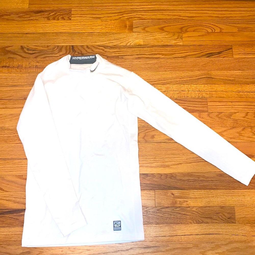 Nike long sleeve white compression shirt medium “hyperwarm”